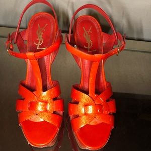 YSL Tribute Red Sandals patent leather